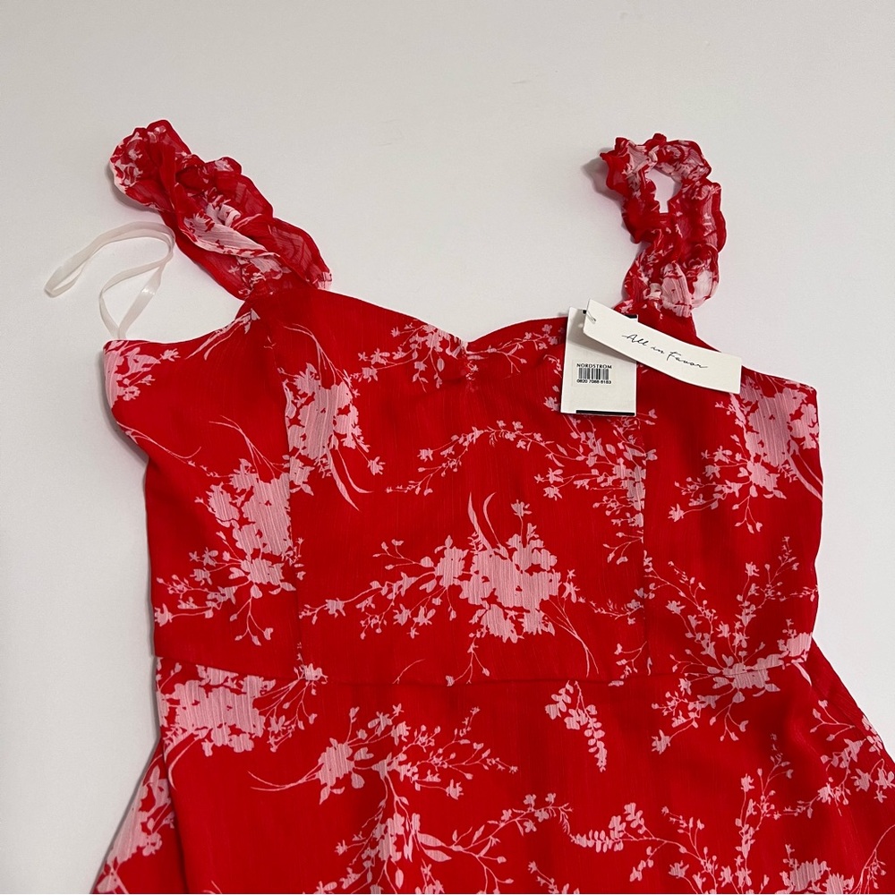 All In Favor Red Floral Ruffle Mini dress - Picture 3 of 9